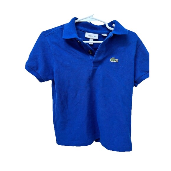 Blue Lacoste Polo Shirt Boys Size 5 Short Sleeve Preppy Collared Cotton Classic - Picture 1 of 6